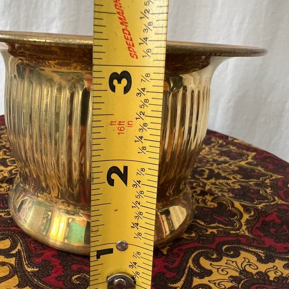 Vintage brass home decorative planter vase bowl cache pot Hollywood regency boho - Picture 6 of 8